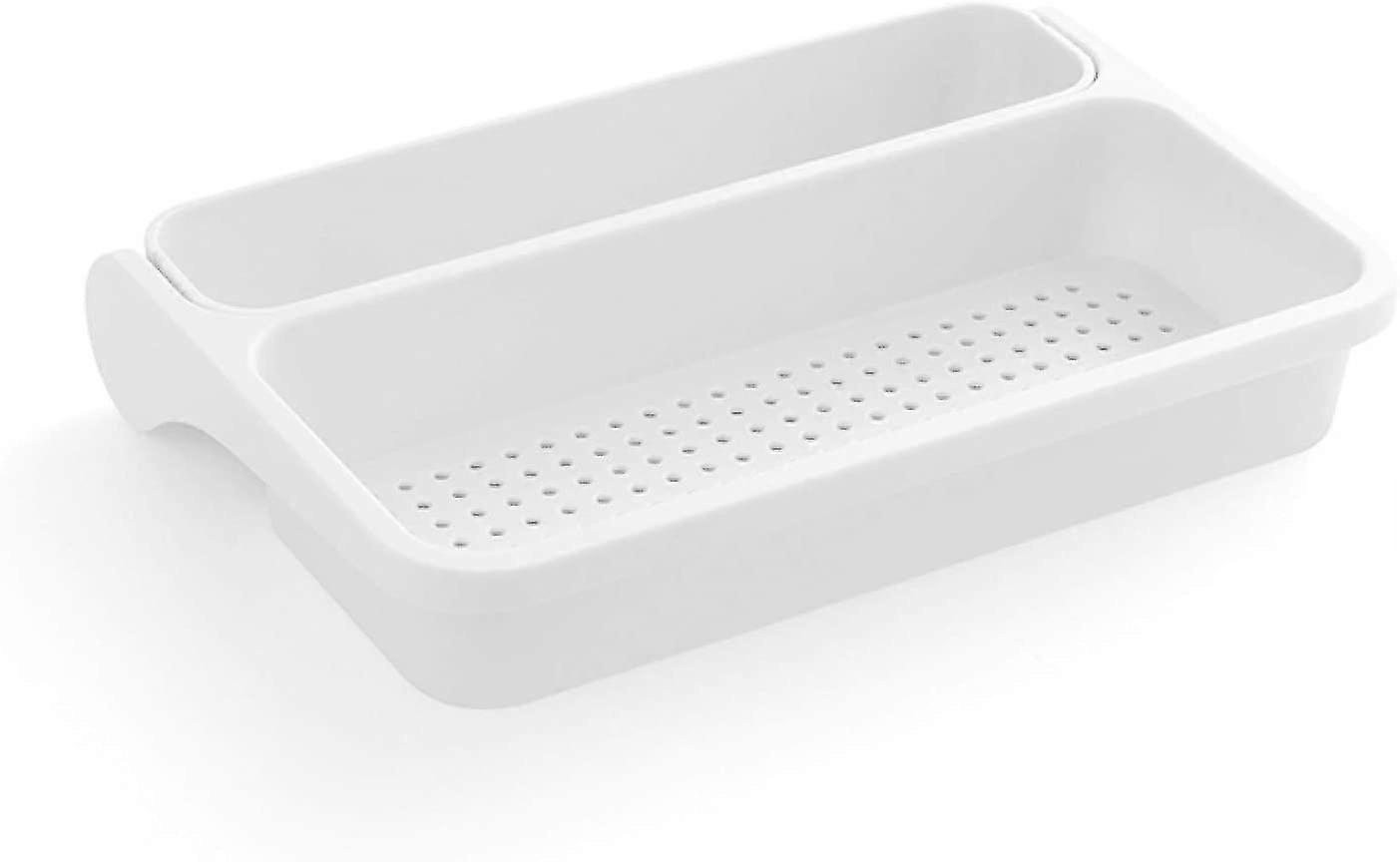 Fruit Cleaning Perforating Fruit Vegetables Folding Drafting Basket Rack, Cooking Time (color: White)