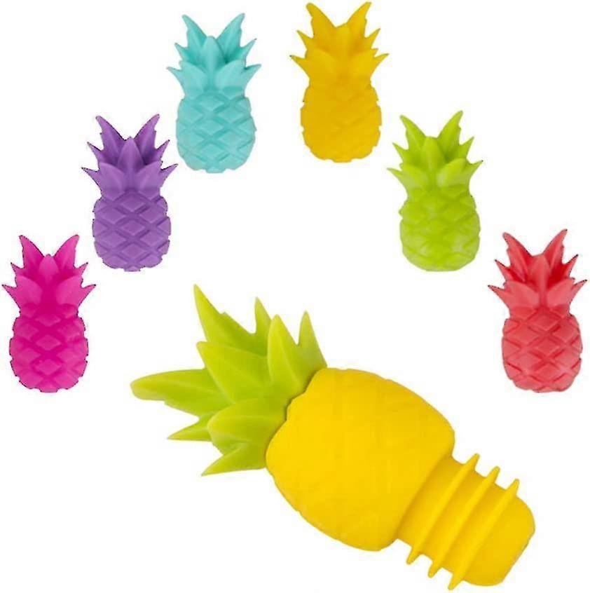Silicone Pineapple Wine Glass Markers Set Of 7 Reusable Wine Glass Markers Sealing Plug With Multicolor Wine Glass Markers
