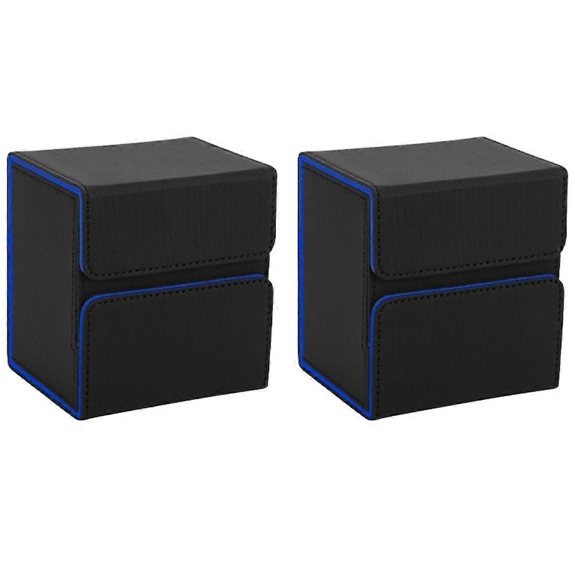 Tabletop Game Portable Storage Box, Card Protector, Large Capacity Storage Box Black+Blue