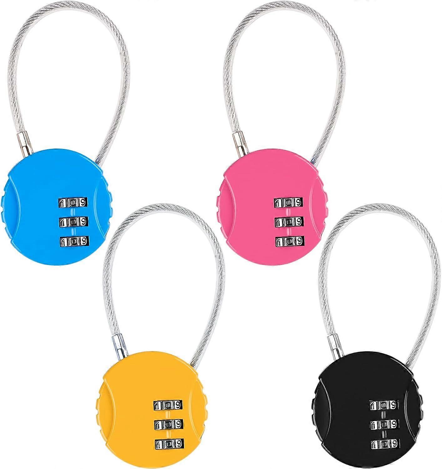 Code Padlock, 3 Digit Code Padlock, Airplane Suitcase Padlock, Code Cable Padlock for Bicycle, Travel Bag, Locker or Backpack (4 Color)