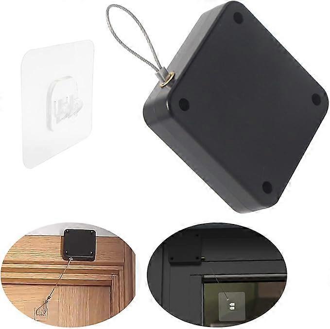 Automatic Door Closer, Adjustable Spring Door Closer Without Punching, Residential Door Closer with Pull Pull for All Types of Aluminum Alloys, Woode