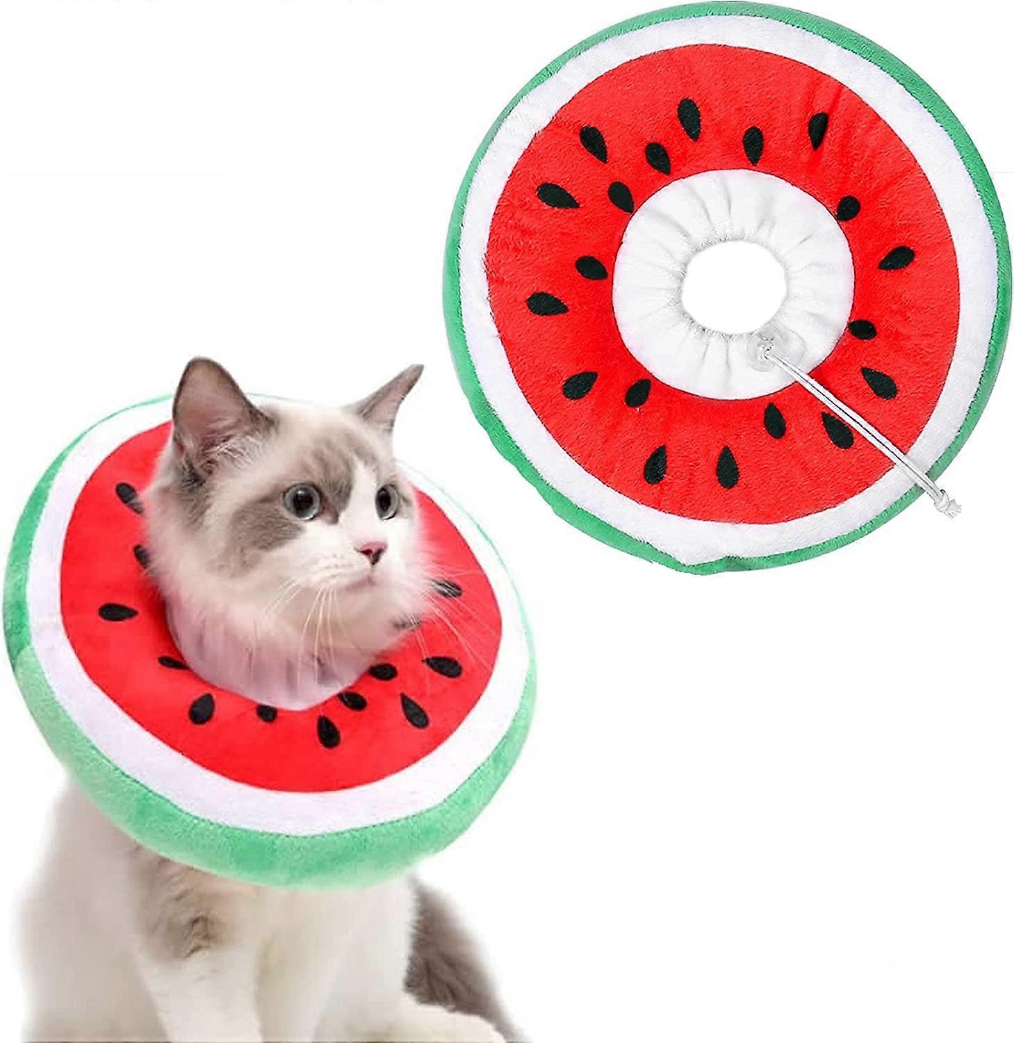 Collars for Cats Dogs Adjustable Comfort Protection(Watermelon, M)