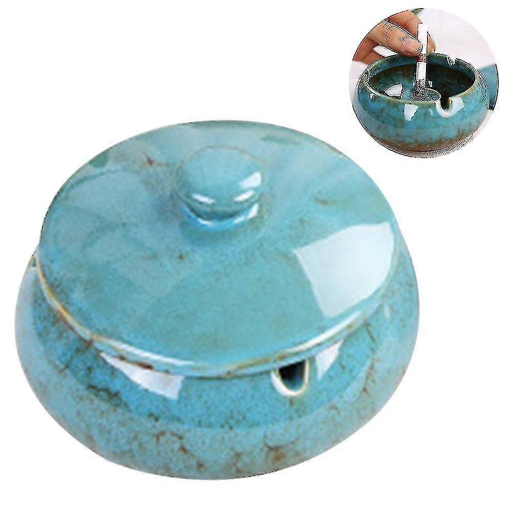 Ceramic Ashtray With Lids, Windproof, Cigarette Ashtray