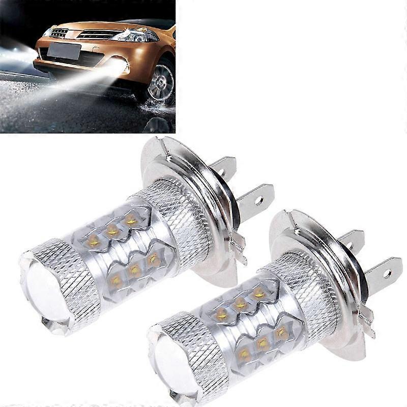 2 PCS H7 800 Lumen 80W 16-3535-LEDs 6000K Car LED Fog Light