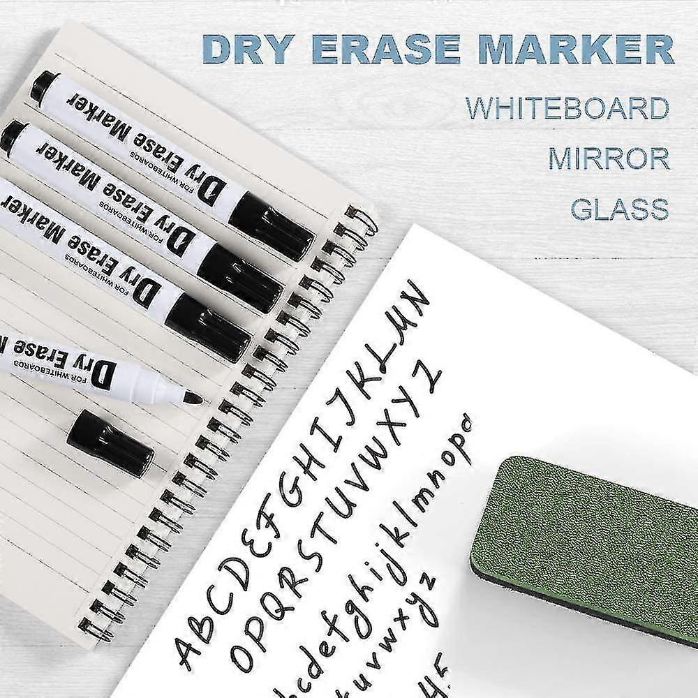 Whiteboard Marker Pens, Set Of 12 Round Tip, Foil Pen, Wipeable Glass Board Marker, Approx 1.5 Mm (black)