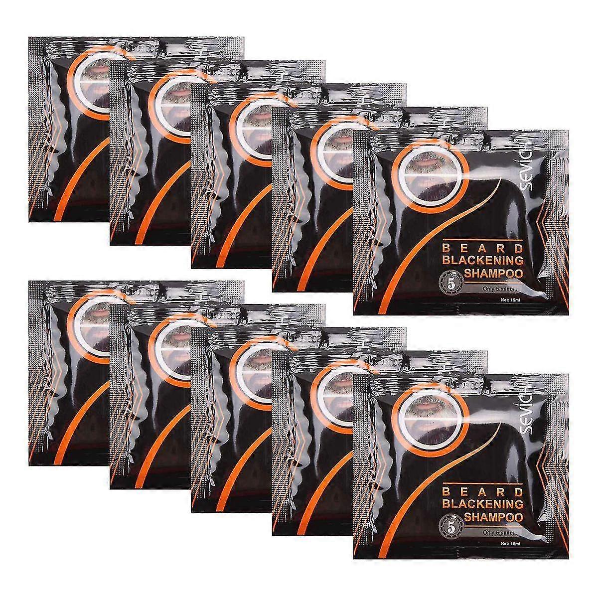 10pcs 5mins سواد شامبو اللحية صبغ اللحية في عشب أسود طبيعي أسرع إزالة تلوين اللحية