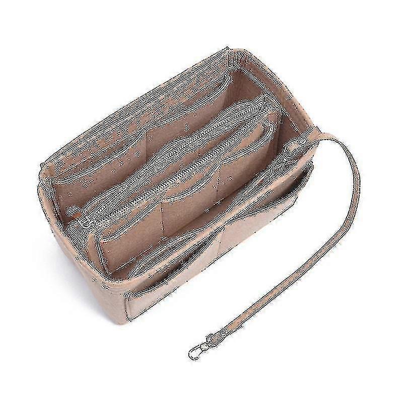 Purse Organizer Insert Felt Bag Zipper Handbag Tote Shaper Multi Pockets Large Storage Bags-QH