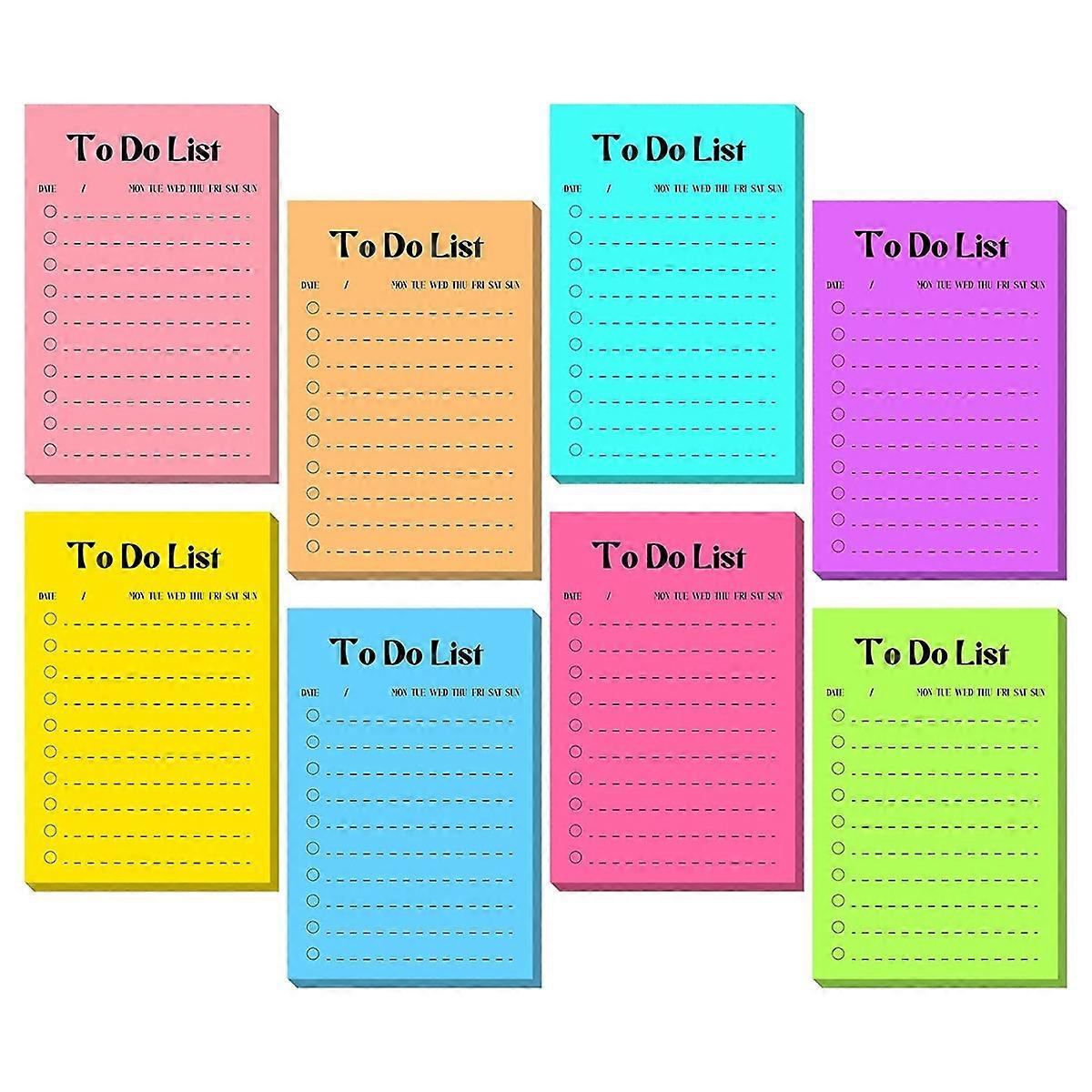 8 Pack to Do List Sticky Notes 400 Sheets 10x15cm Bright Colors Lined Sticky Notes Daily to Do List Notepad for Planner Fridge Grocery Shopping List R