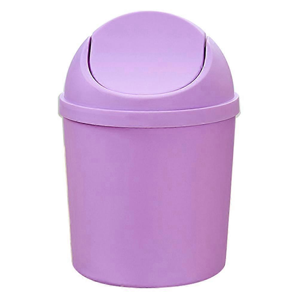 Plastic Mini Wastebasket Trash Can with Swing Lid Tiny Desktop Waste Garbage Bin