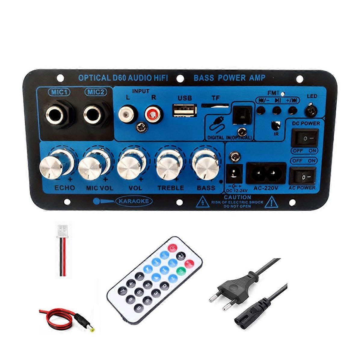 Bluetooth Amplifier Board BT5.0 High Power Bass Amplifier Optical Audio Input Karaoke Audio Motherb