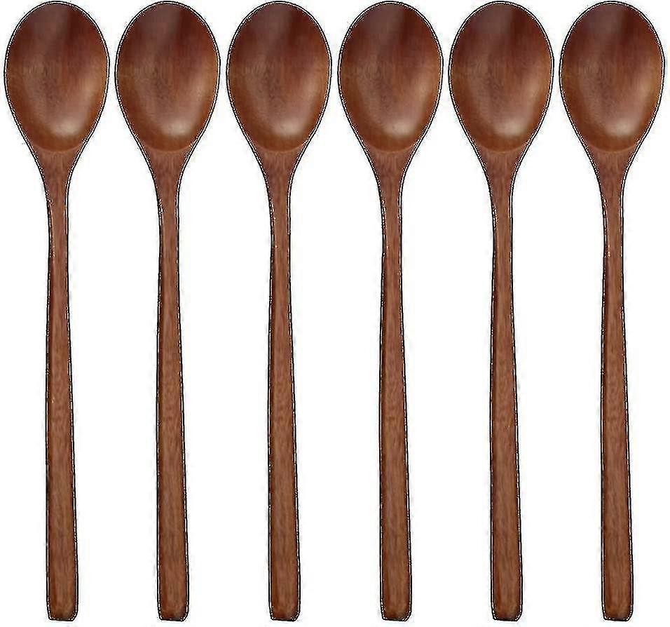 6 stk treskjeer tresuppe skjeer for å spise Blanding Røring en