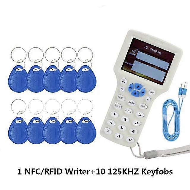 Handheld RFID 10 Frequency Duplicator 13.56Mhz NFC Smart Chip Card Encryption Decoding Reader 125Khz Key IC/ID Tag Writer Clone