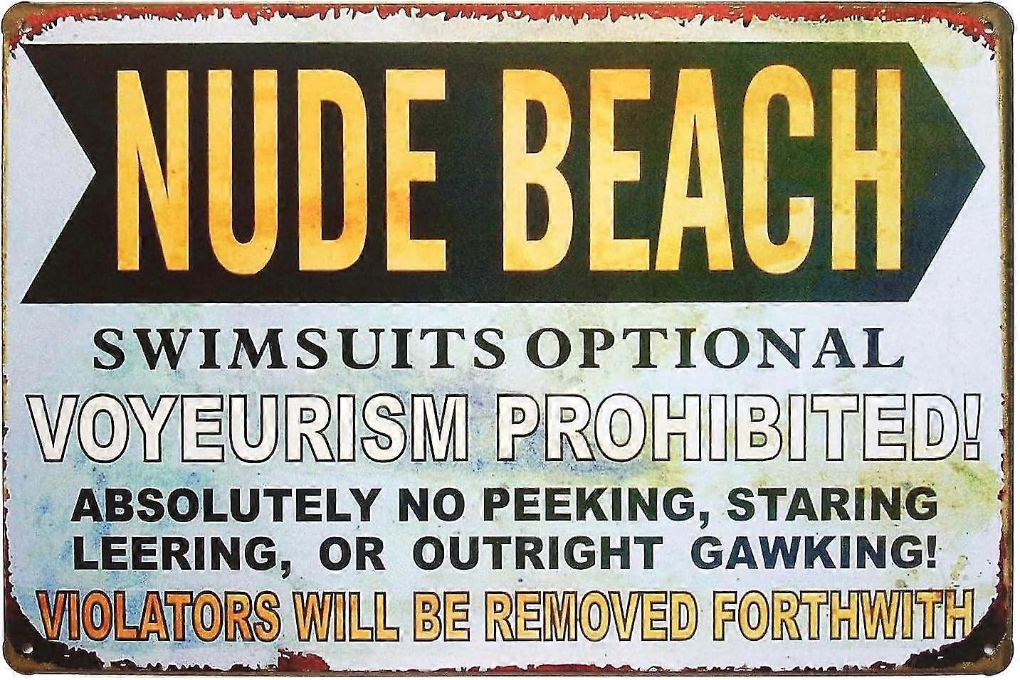 Trajes de banho de praia nude opcional retro vintage metal sinal de lata 8x12 polegadas ou 12x16 polegadas modo 3471