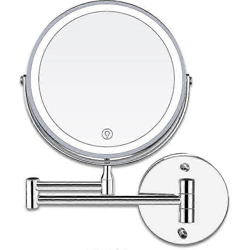 インチLED壁掛け化粧鏡照明付き拡大鏡、1x / 10x倍率USB充電3色調整可能、360スイベル拡張可能、互換性