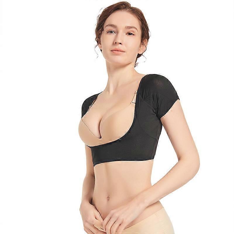 T-shirt Shaped Washable Sweat Pads - Reusable Underarm & Underarm Sweat Pads Black