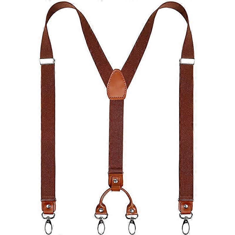 1PCS Men's Suspenders Wide 4 Clips Back Durable Elastic Adjustable Suspenders Strong Metal Clips (A02)