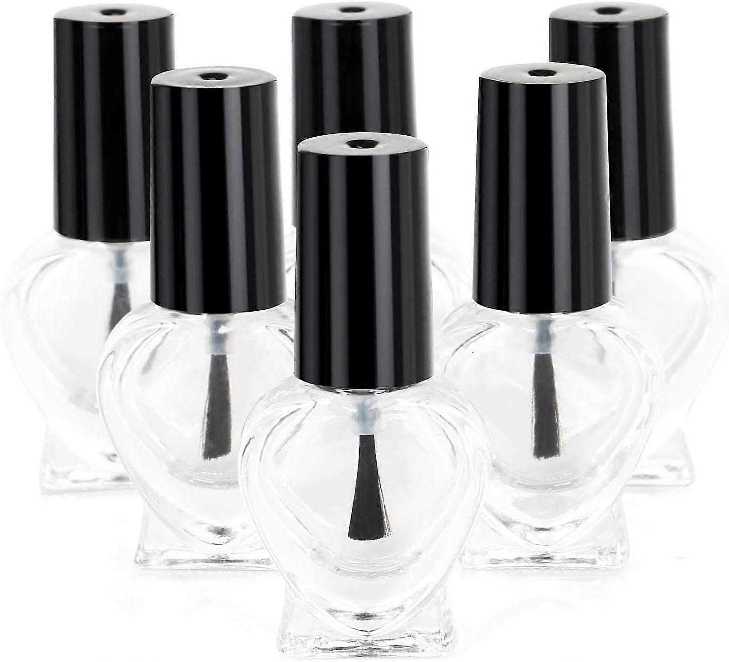 6x Empty Heart Shaped Nail Varnish Bottles