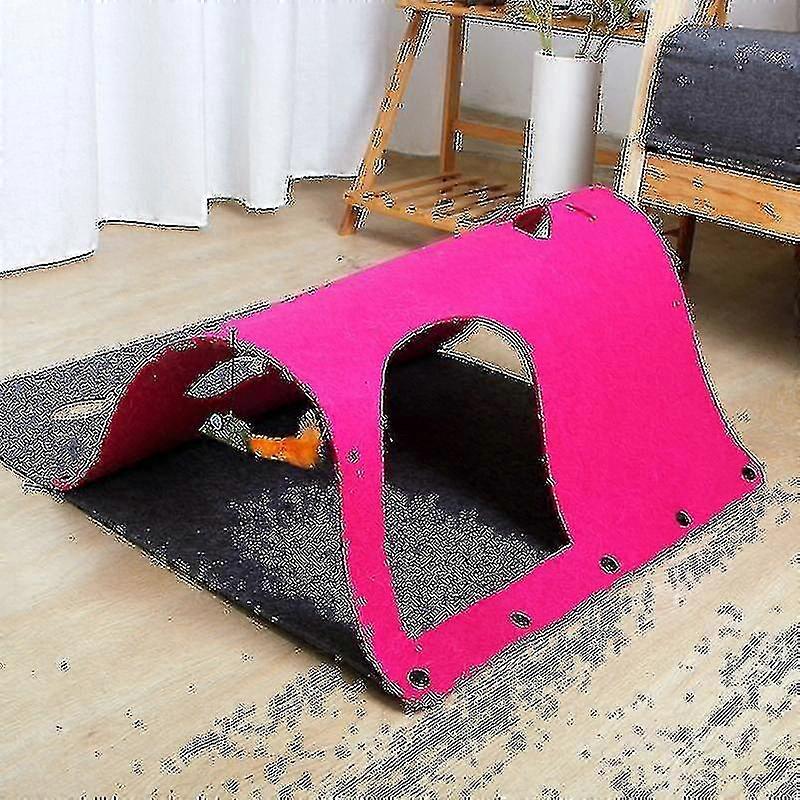Diy Combination Felt Cat Tunnel Cat Litter, Specification: 52x70cm(rose Red)