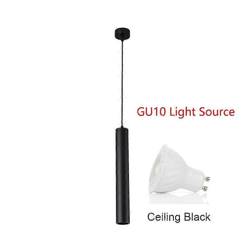 Modern LED Pendant Long Tube Black White Rose Golden Ceiling Replaceable GU10 Island Bar Counte Shop Room Kitchen Fixtures Lamp