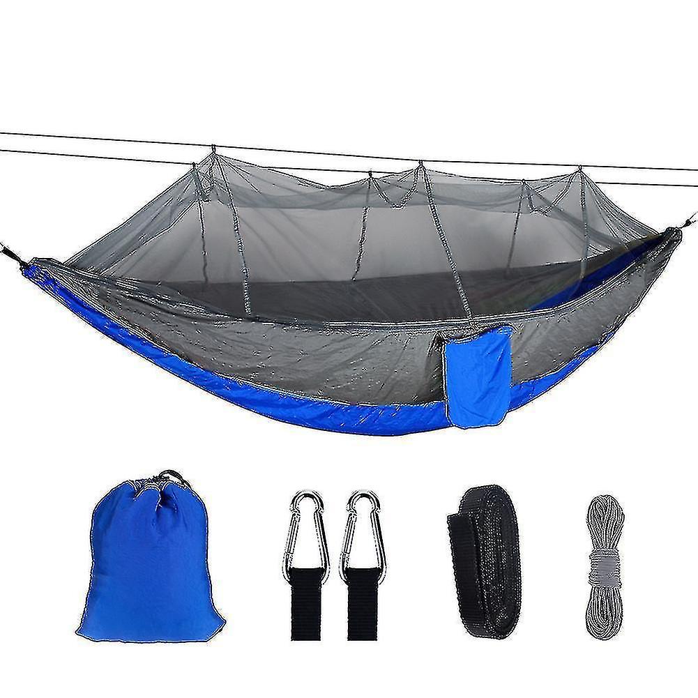 Hammock Mosquito Net Hang Bed Travel Camping Tent Hanging Hammock Swing(Royal Bule And Gray)
