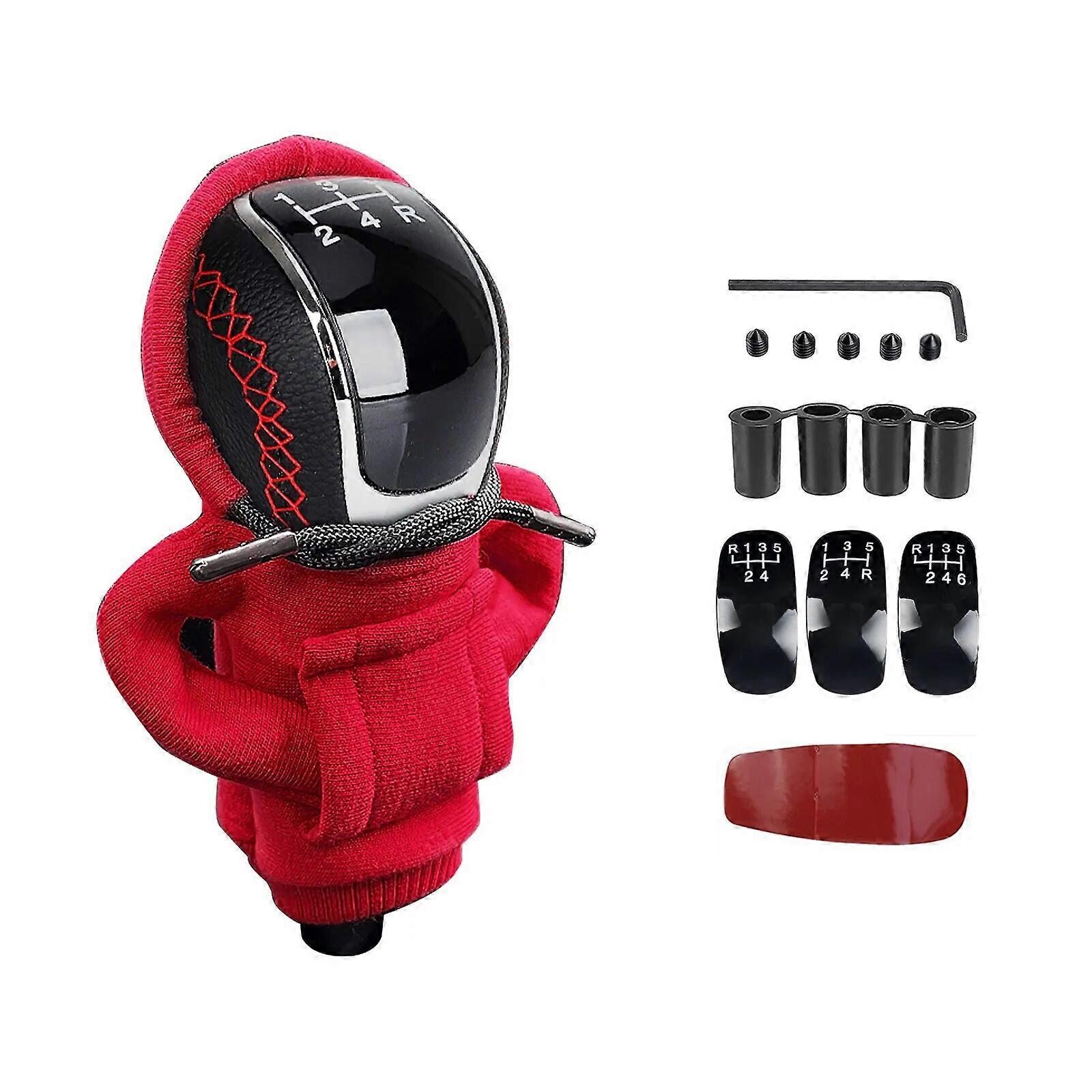 5/6 Speed Universal Replacement Manual Car Gear Stick Shift Knob Modified Stick R PU Leather Gearshift Head Gear Knob Set