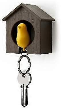 Porta-chaves Birdhouse - Casa Marrom com Pássaro Amarelo