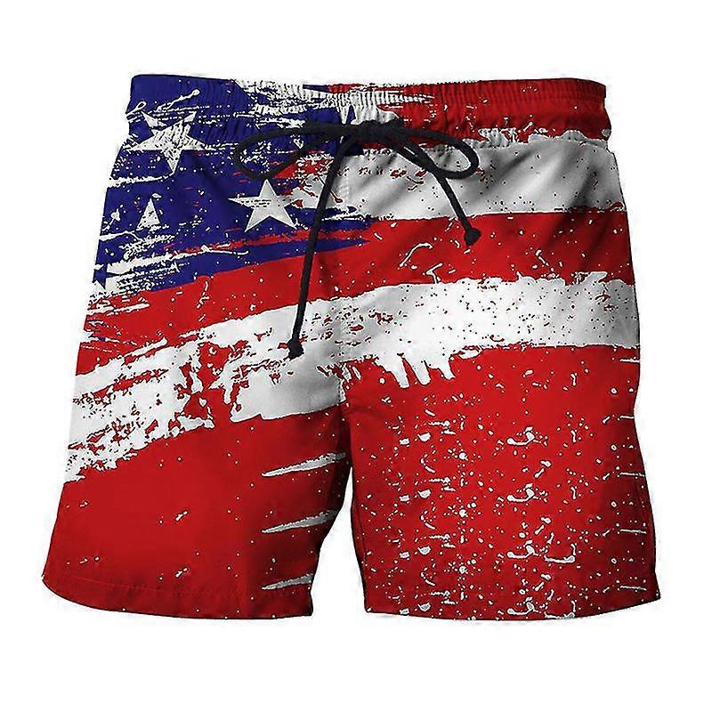 Mens Independence Day Beach Shorts Casual Workout Summer Short Pants Elastic Waisted Bottoms-c