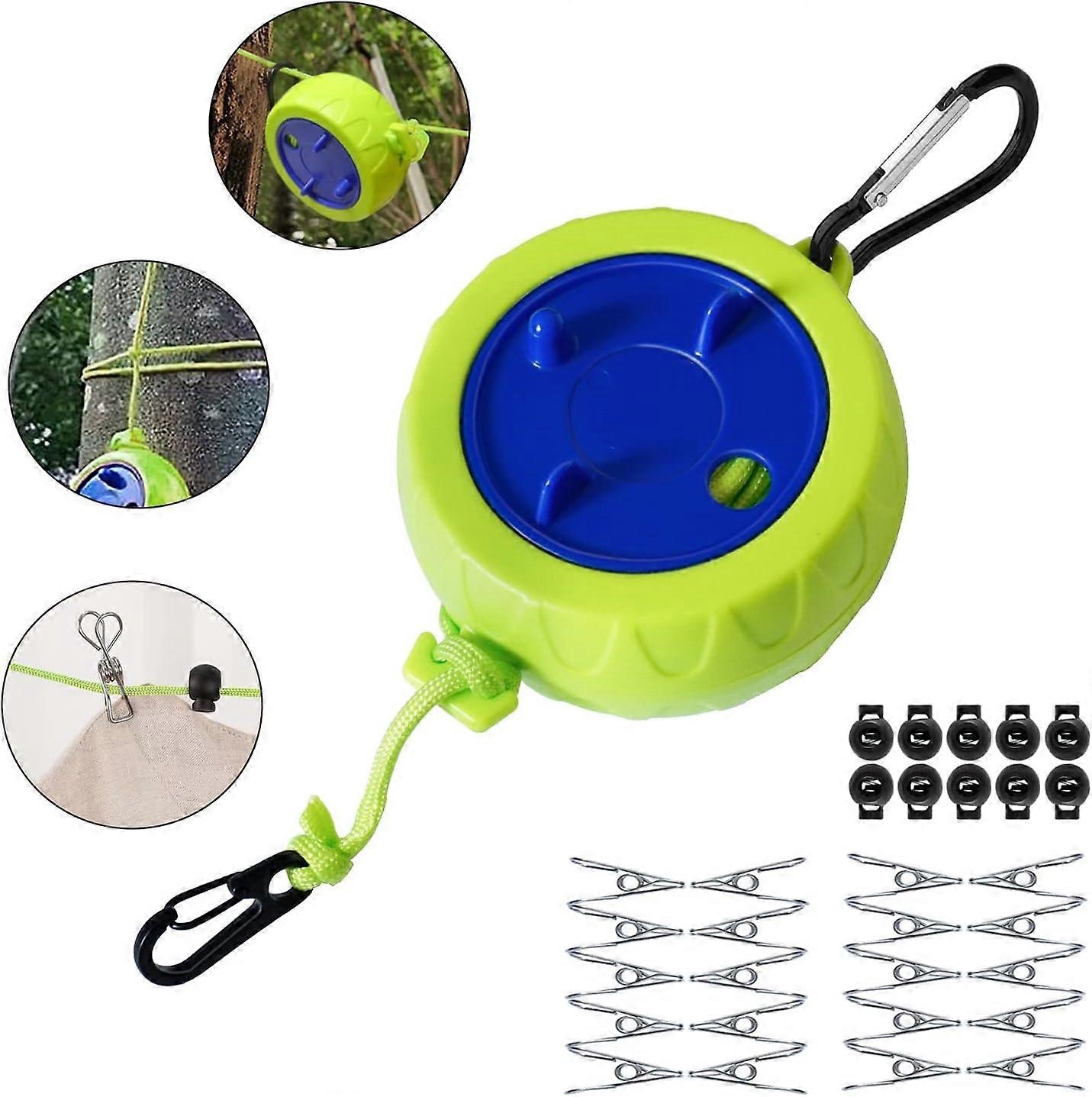 Corde à Linge Rétractable Portable - Avec 12 Pinces - 1,8 M, Idéale Voyage Et Camping - 13