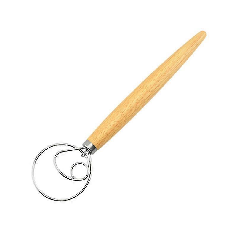 Danish Dough Whisk with Oak Handle Stainless Steel Flour Mixer Eggs Cream Mixing Rods Flour Cake Sti YGWL