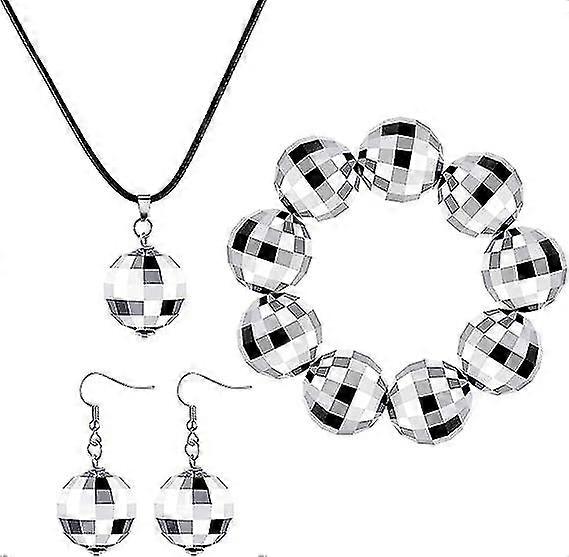 70s Disco Ball Accessori Set, Specchio Disco Ball Collana Orecchini E Bracciale