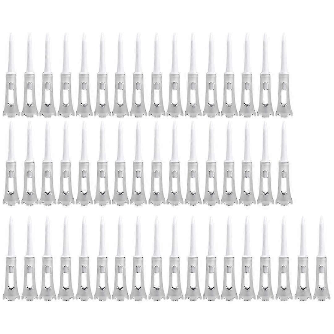 50pcs Golf Tee Double Layer Plastic Ball Tee Soft Low Resistance Golf Training Tool Branco