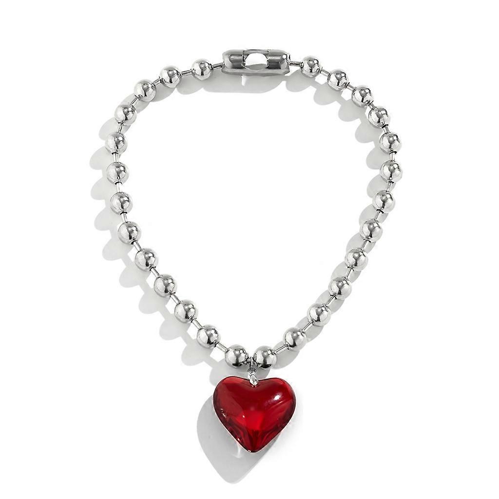 Crystal Love-shape Necklace Female Temperament Niche Net Red Collarbone Chain