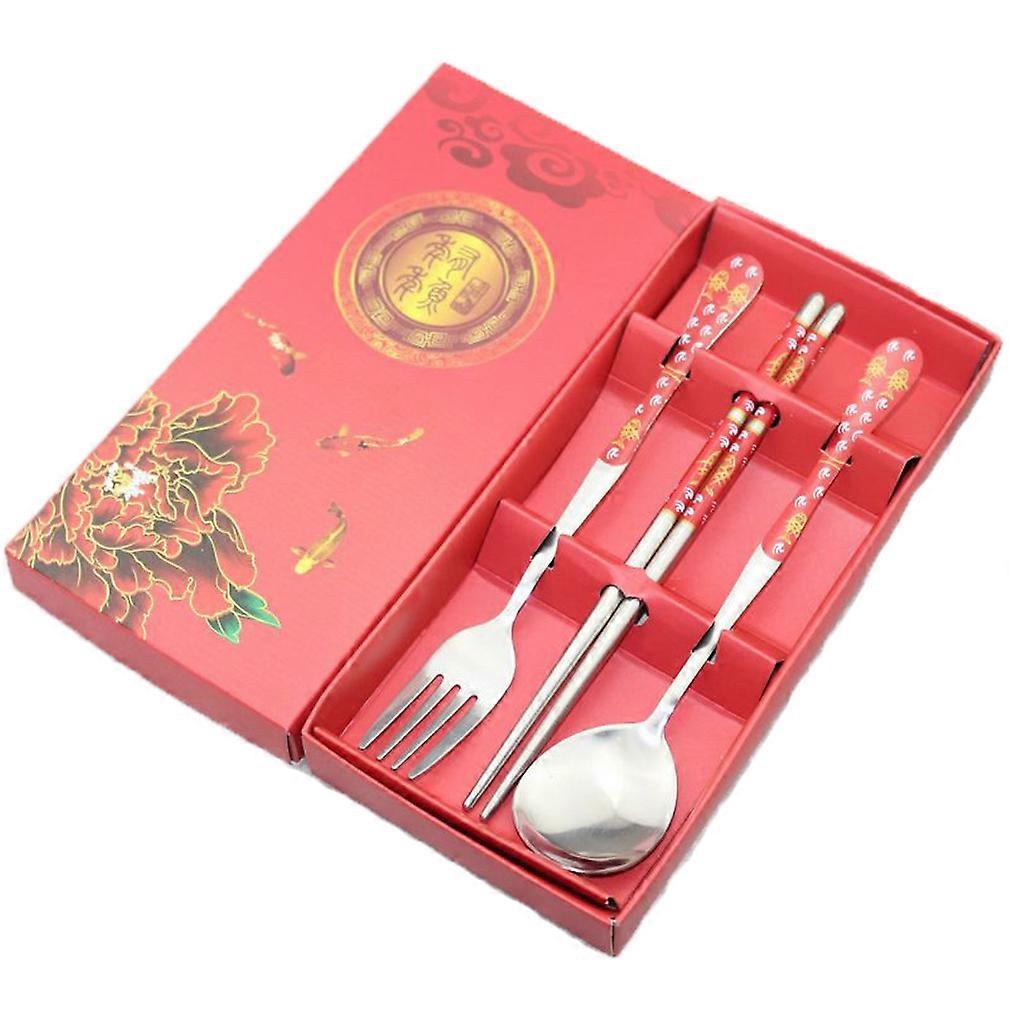 3pcs Cutlery Set Tableware Tableware Fork Chopsticks Spoon Stainless Steel