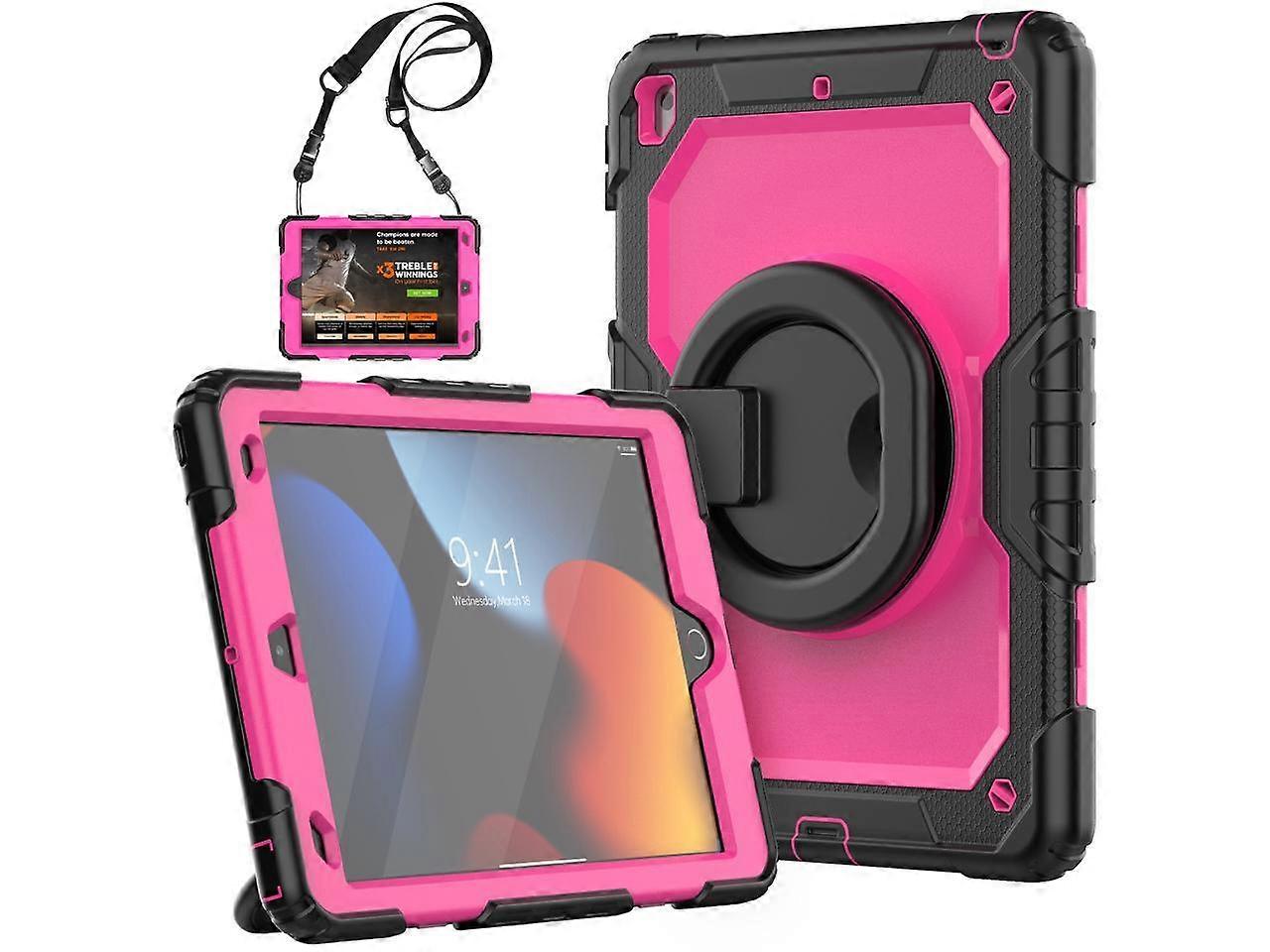 iPad 9th 8th 7th Generation Case 10.2 inch with Screen Protector Pencil Holder [360 Rotating Hand Strap] & Stand, Drop-Proof Cover for iPad 10.2 inch 