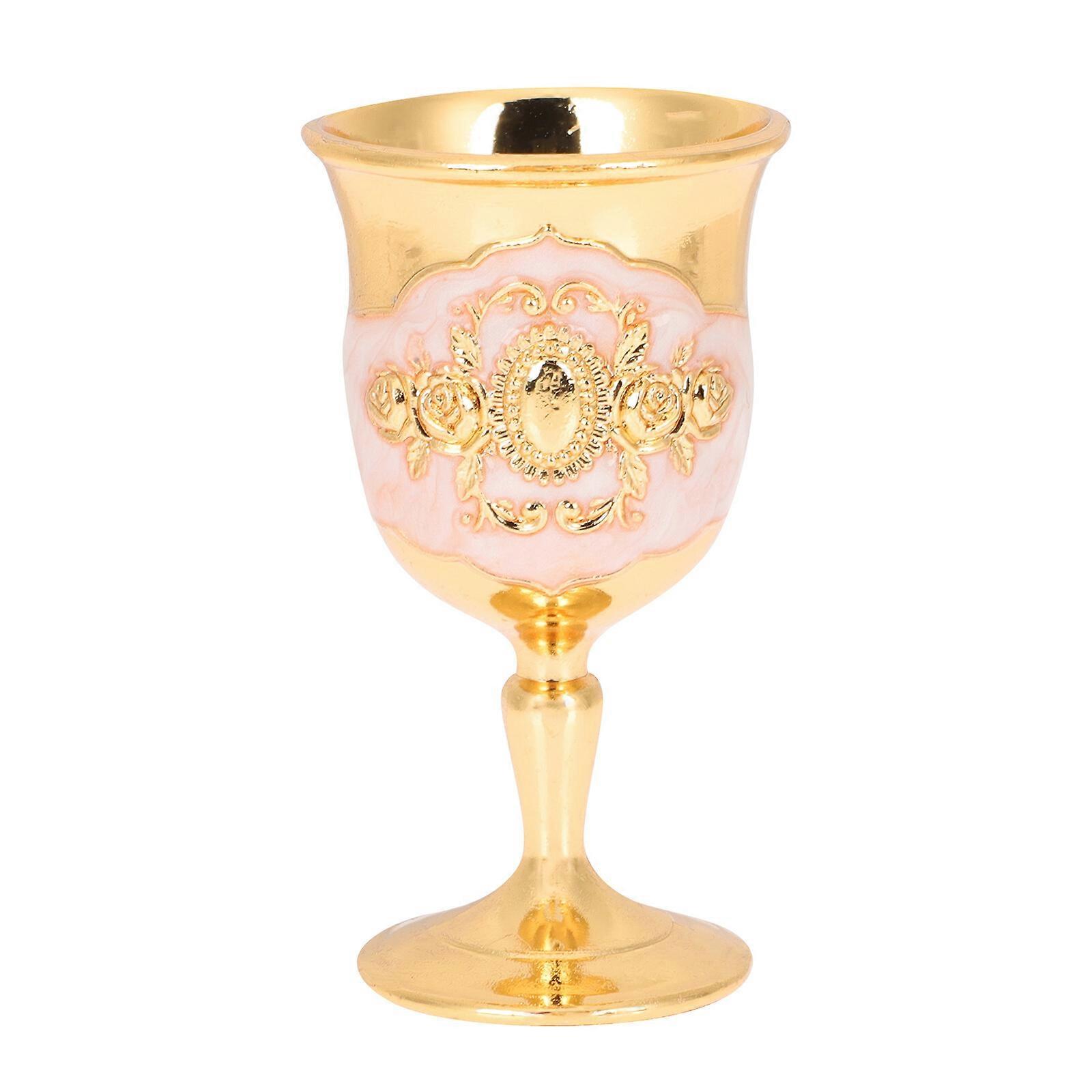 Retro Zinc Alloy Liquor Wine Goblet Vintage Embossing Pattern Wine Cup Goblet for Party