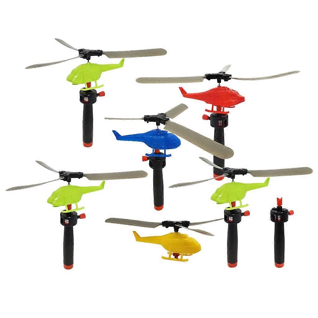 6PCS/Pack Pull String Helicopter Toy Random Color for Kids Outdoor Fun Party