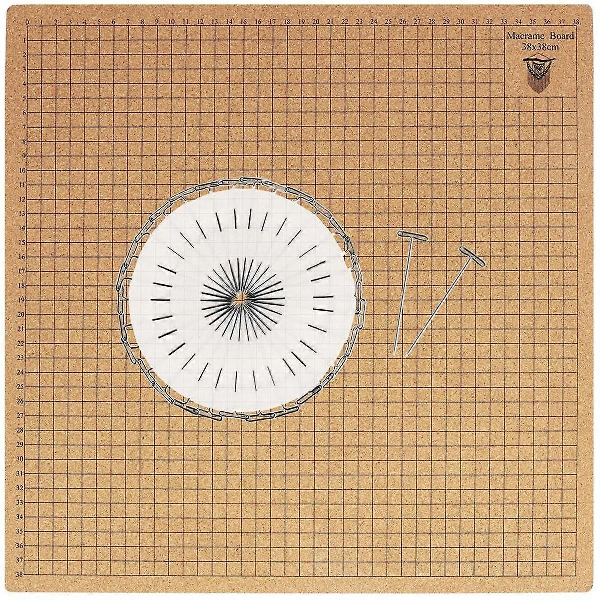 Macrame Board and Pins,15x15 Inch Macrame Project Board, Double-Sided Grids Handmade Braiding Board