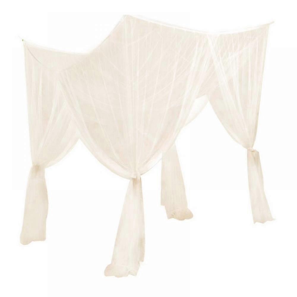 4 Corner Post Bed Canopy, Elegant Curtain Net Bedroom Canopy Curtains for Full/Queen/King Size Bed, 74.8x82.6x94inch