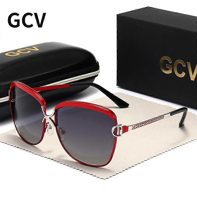 GCV Polarized Ladies Sunglasses Adult Gradient Lens Round Sun Glasses Square Luxury Brand Oculos Lunette De Soleil Femme