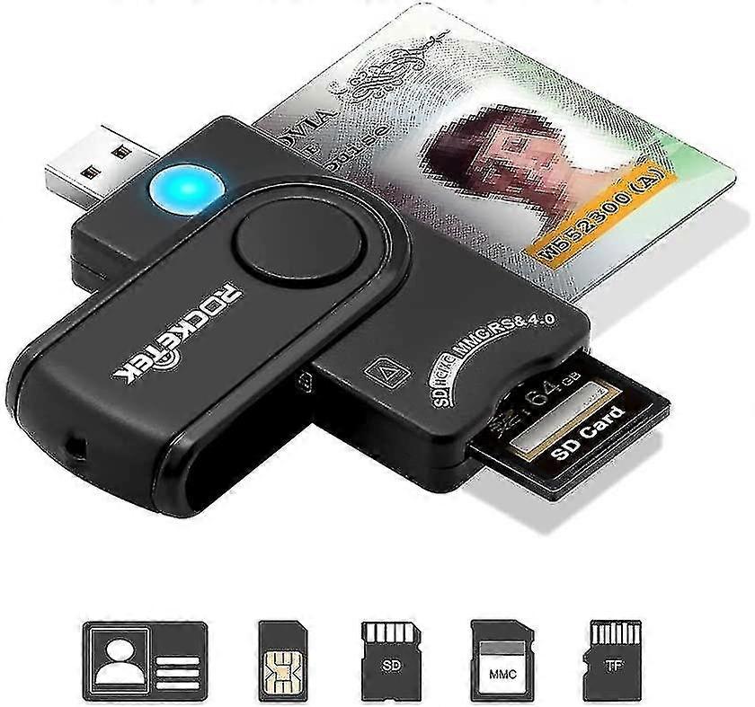 Usb 3.0 Smart Card Reader, Dod Military Usb Common Access Cac Memory Card Reader Compatible With Windows, Mac Os X-build In Sdhc/sdxc/sd Card Reader