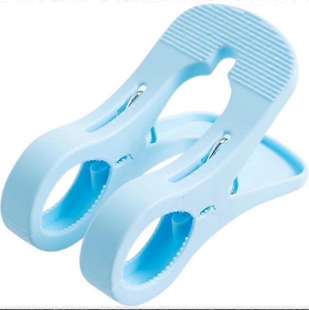 Blue Set of 4 Thick Plastic Multi-Function Clothes Pegs