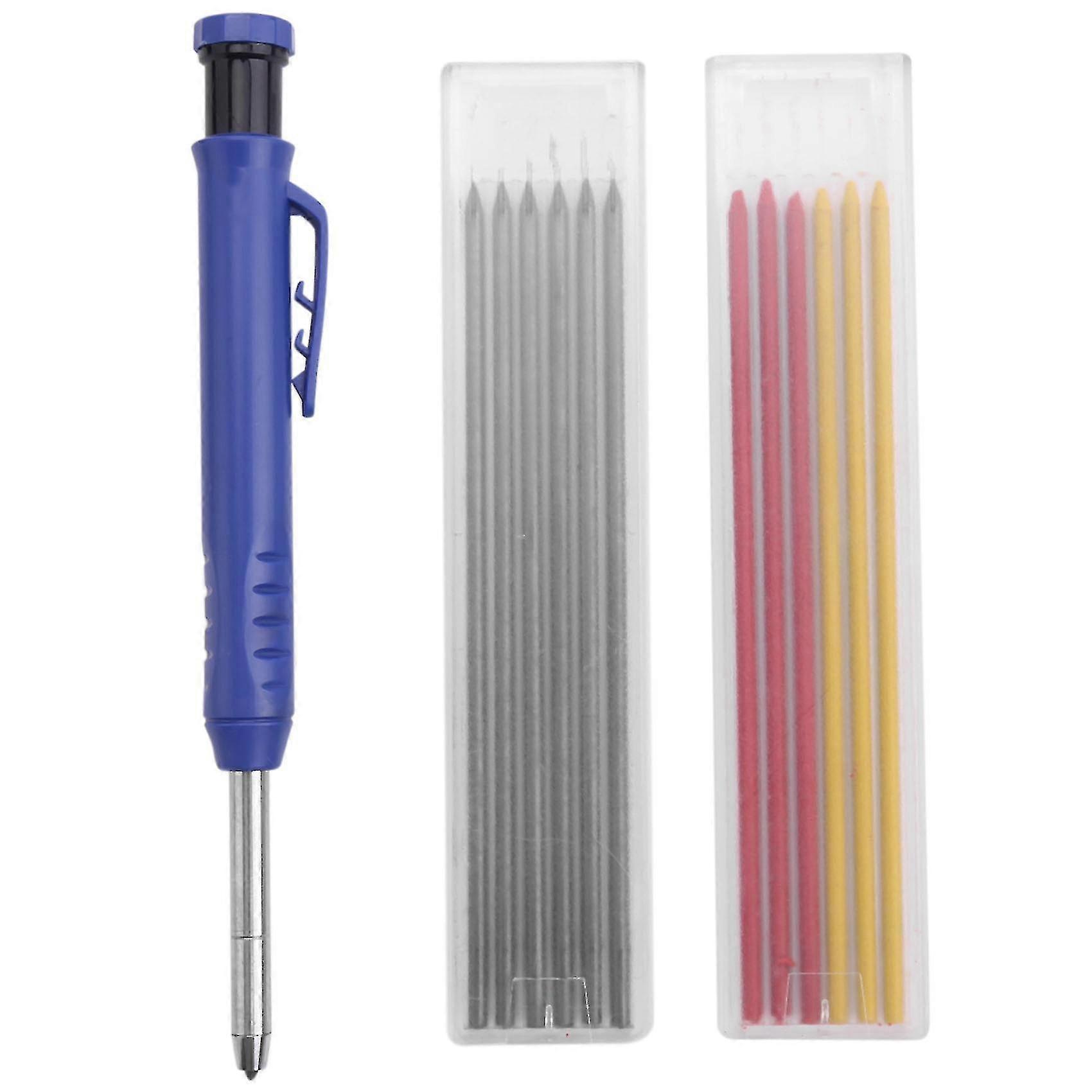 Carpenter Pencil,1pcs Solid Work Pencil Set With 12 Refill Leads F