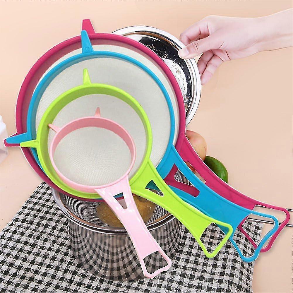 4 Pack Fine Mesh Multi-function Kitchen Strainer With Plastic Handle For Flour Quinoa Tea Kitchen Gadget And Cooking Prep (4 Pcs)