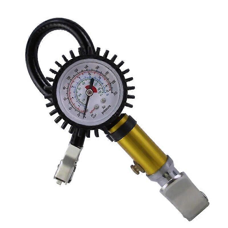 Universal deflation pump for automobile tire inflator with hand-held barometer test tool