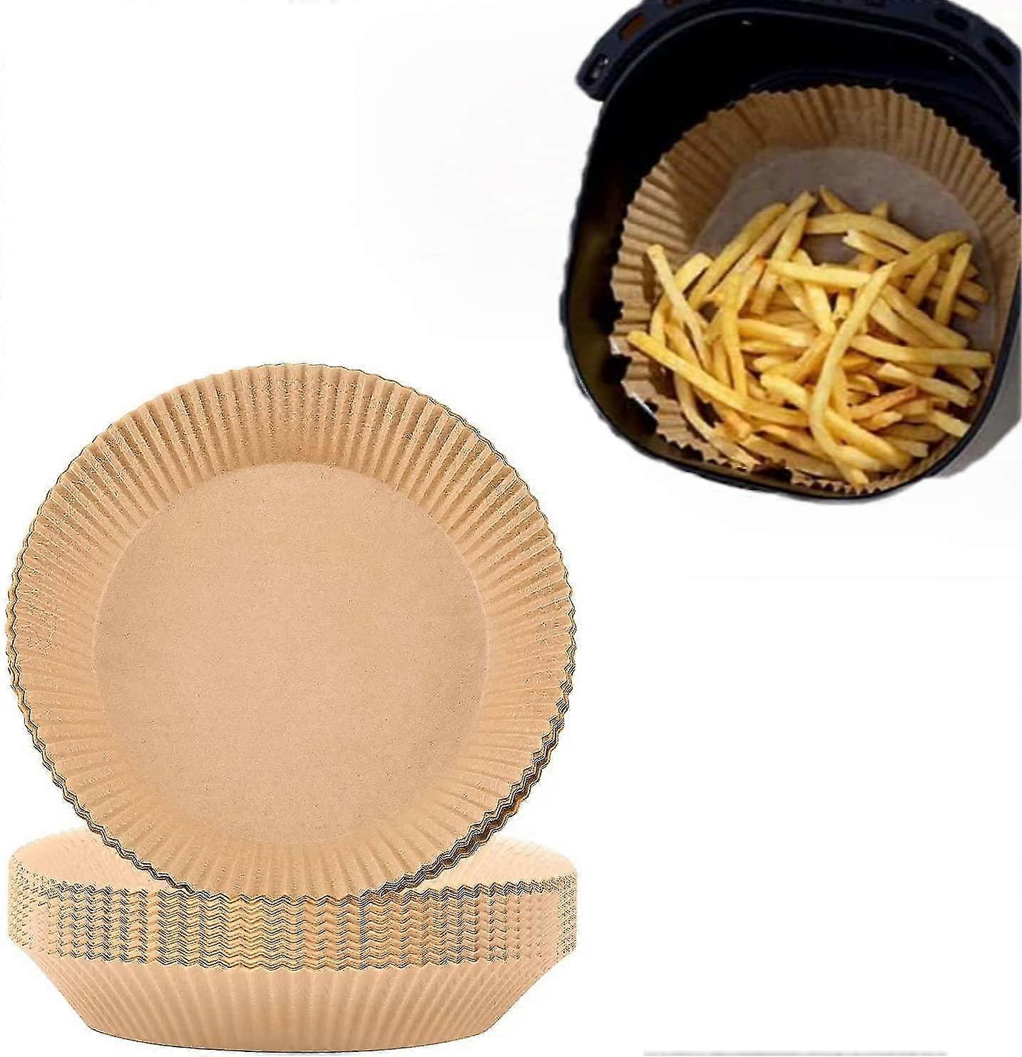 10/50/100PCSエアフライヤー使い捨て紙ライナー、ノンスティックエアフライヤーライナーラウンドベーキングペーパー