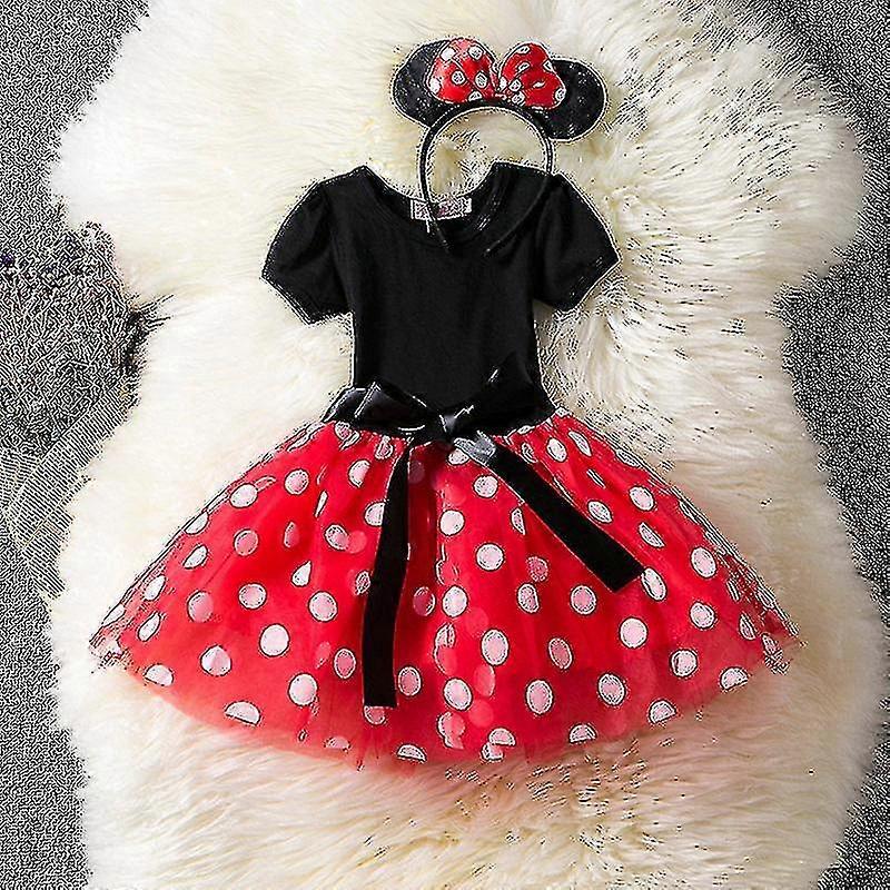 الفتيات الكرتون زي الاطفال الصيف قصيرة الأكمام البولكا نقطة الأميرة اللباس الأطفال عيد ميلاد حزب الملابس C