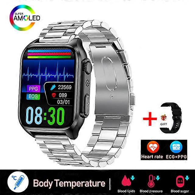 2023 Yeni Kan Şekeri Monitörü Sağlık Akıllı Saat Erkekler EKG + PPG Kan Basıncı Ölçümü IP67 Su Geçirmez Spor Erkekler Smartwatch