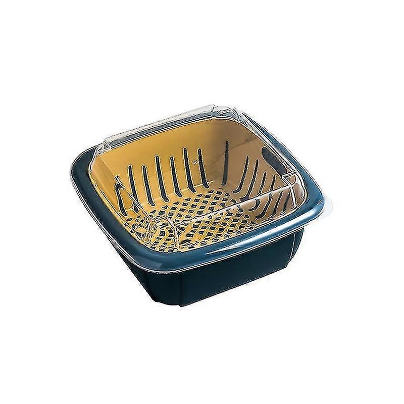 New Multifunction Detachable Double-layer Washing Basket/ Fruit Vegetable Drainblue Andyellow1pcs