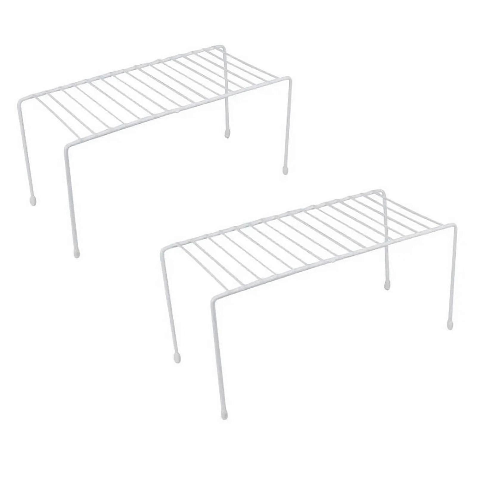 Countertop Shelf Prevent Slip Space Saving Rust Proof Metal Desktop Rack Organizer for Kitchen Cabinet White 2pcs