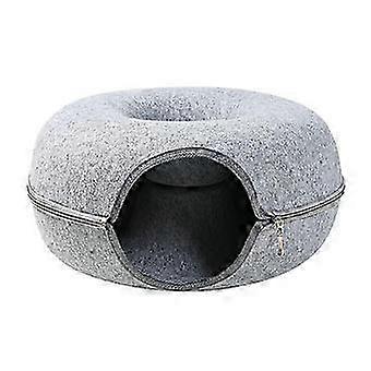 Cat Tunnel Bed,Large Cat House for Pet Cat Cave,Detachable Round Felt & Washable Interior Cat Play Tunnel for Small Pets